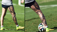 Raul Meireles shows off his crazy full-length leg tattoo in Portugal  training