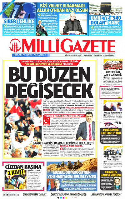 Milli Gazete Gazetesi Manşeti
