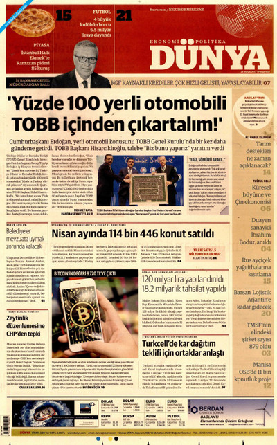 Dünya Gazetesi Manşeti