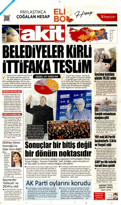 Yeni Akit Gazetesi Manşeti