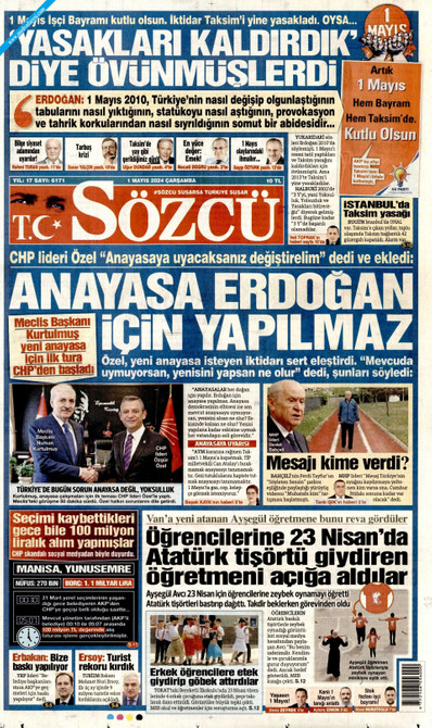 Sözcü Gazetesi Manşeti