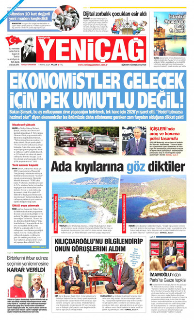 Yeniçağ Gazetesi Manşeti