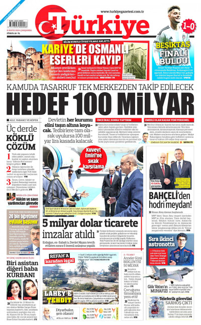 Türkiye Gazetesi Gazetesi Manşeti
