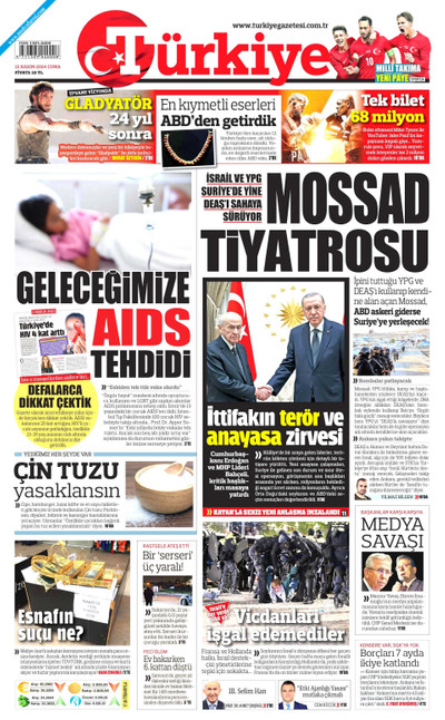 Türkiye Gazetesi Gazetesi Manşeti