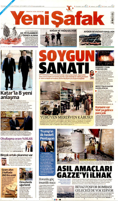 Yeni Şafak Gazetesi Manşeti