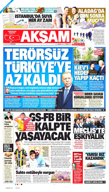 Akşam Gazetesi Manşeti