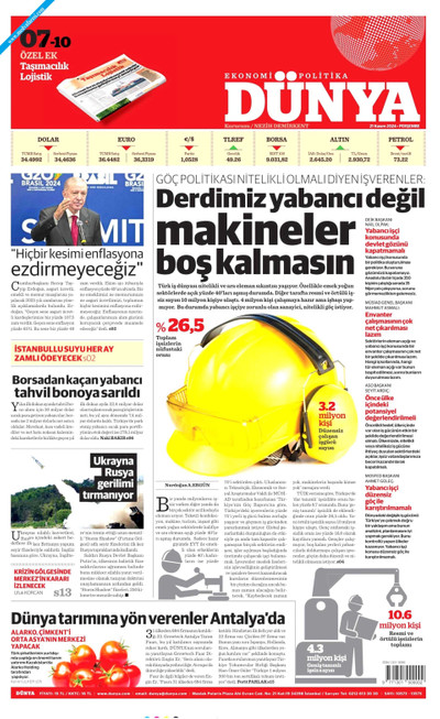 Dünya Gazetesi Manşeti