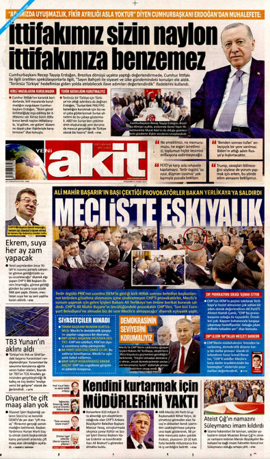 Yeni Akit Gazetesi Manşeti