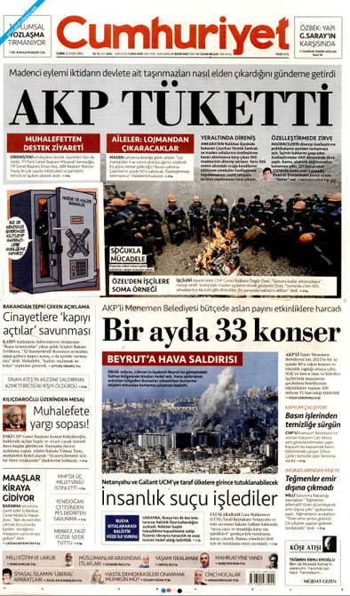 Cumhuriyet Gazetesi Manşeti