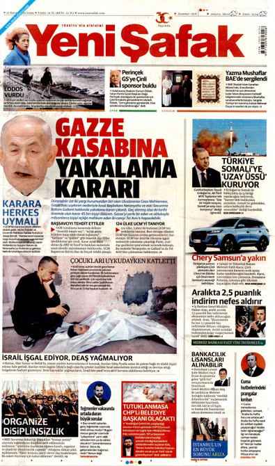 Yeni Şafak Gazetesi Manşeti