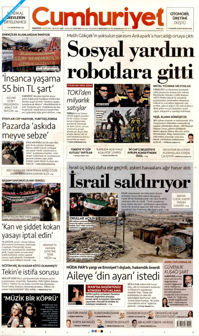 Cumhuriyet Gazetesi Manşeti