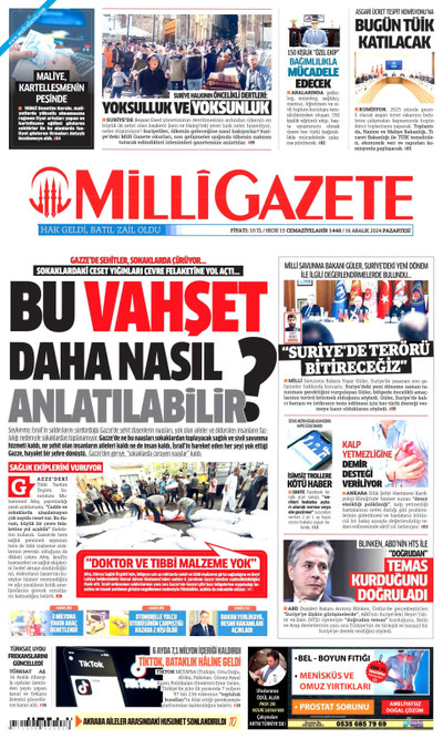 Milli Gazete Gazetesi Manşeti