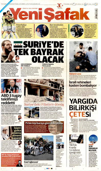 Yeni Şafak Gazetesi Manşeti