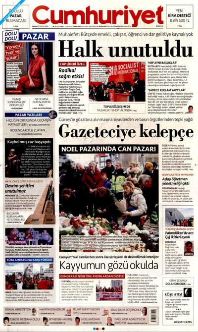 Cumhuriyet Gazetesi Manşeti