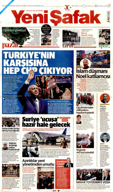 Yeni Şafak Gazetesi Manşeti