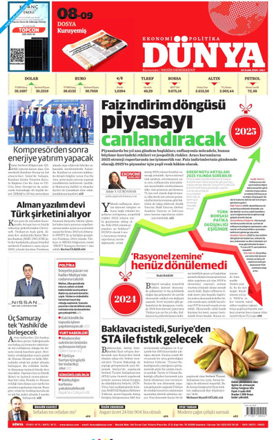 Dünya Gazetesi Manşeti