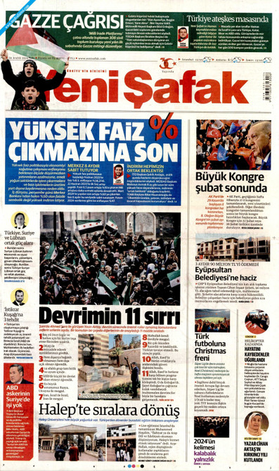 Yeni Şafak Gazetesi Manşeti