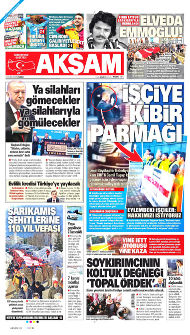 Akşam Gazetesi Manşeti