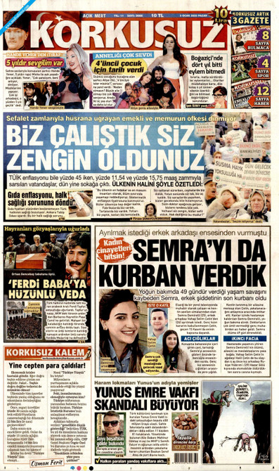 Korkusuz Gazetesi Manşeti