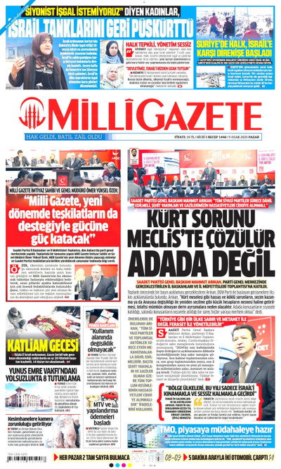 Milli Gazete Gazetesi Manşeti