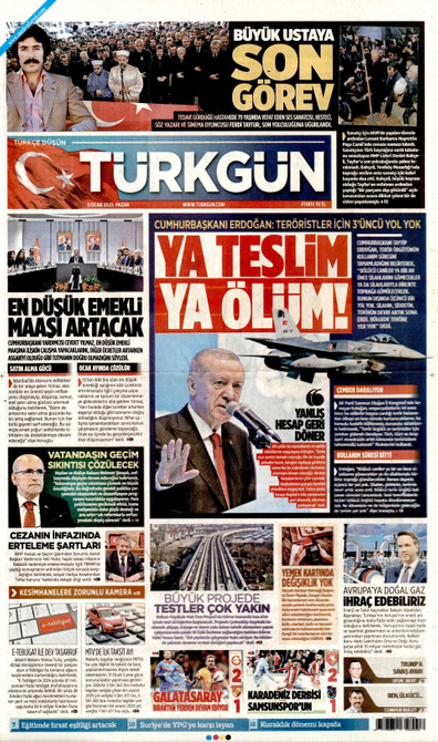 Türkgün Gazetesi Manşeti