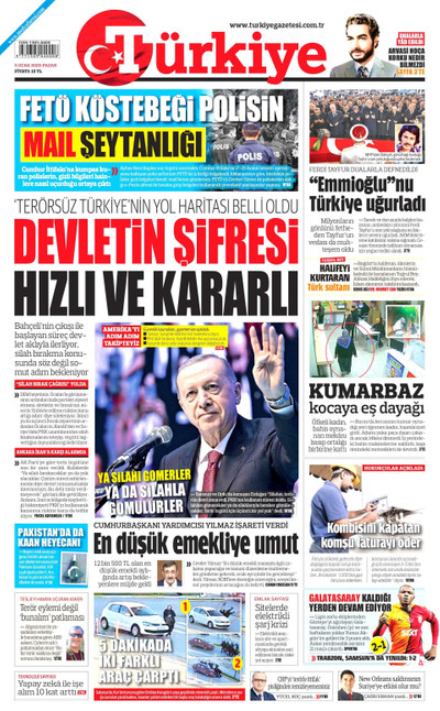 Türkiye Gazetesi Gazetesi Manşeti