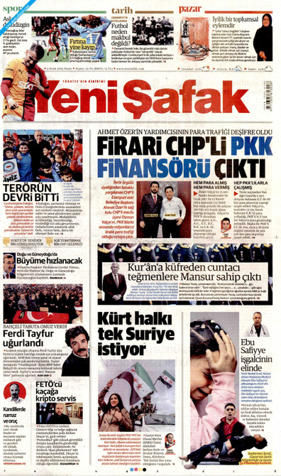 Yeni Şafak Gazetesi Manşeti