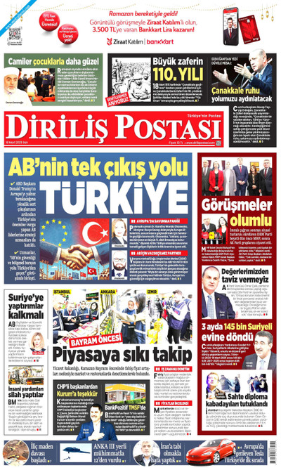 Diriliş Postası Gazetesi Manşeti