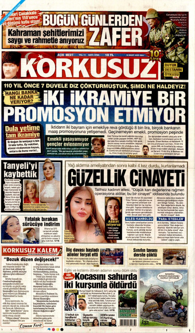 Korkusuz Gazetesi Manşeti