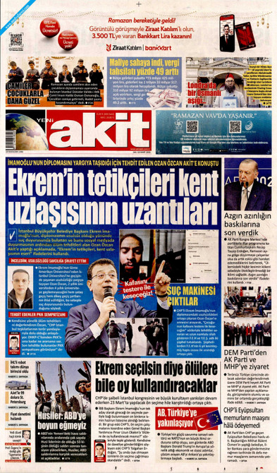 Yeni Akit Gazetesi Manşeti