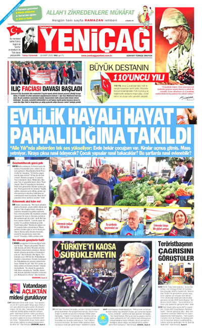 Yeniçağ Gazetesi Manşeti