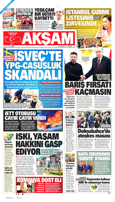 Akşam Gazetesi Manşeti