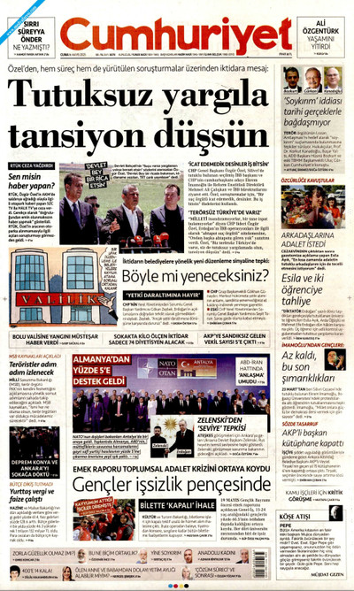 Cumhuriyet Gazetesi Manşeti