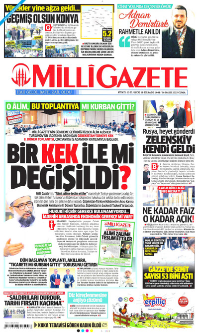 Milli Gazete Gazetesi Manşeti