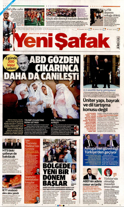 Yeni Şafak Gazetesi Manşeti