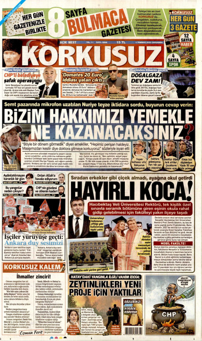 Korkusuz Gazetesi Manşeti