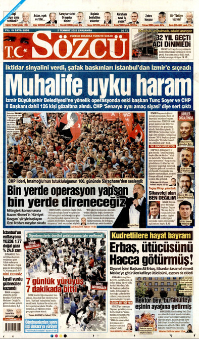 Sözcü Gazetesi Manşeti