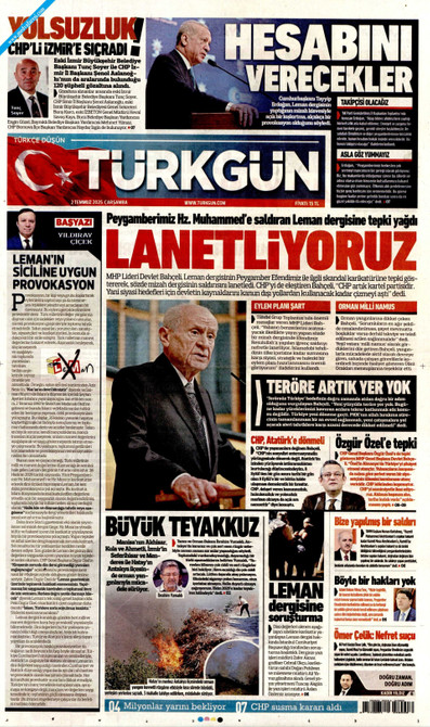 Türkgün Gazetesi Manşeti