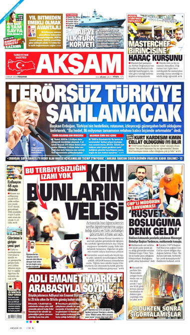 Akşam Gazetesi Manşeti