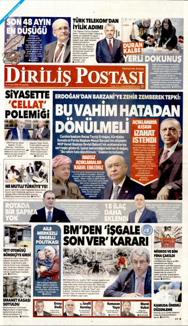 Diriliş Postası Gazetesi Manşeti