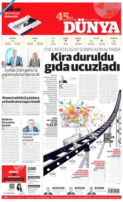 Dünya Gazetesi Manşeti