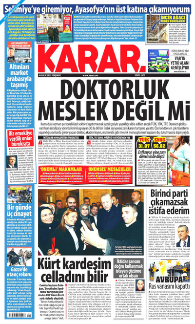 Karar Gazetesi Manşeti