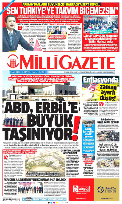 Milli Gazete Gazetesi Manşeti