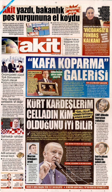 Yeni Akit Gazetesi Manşeti