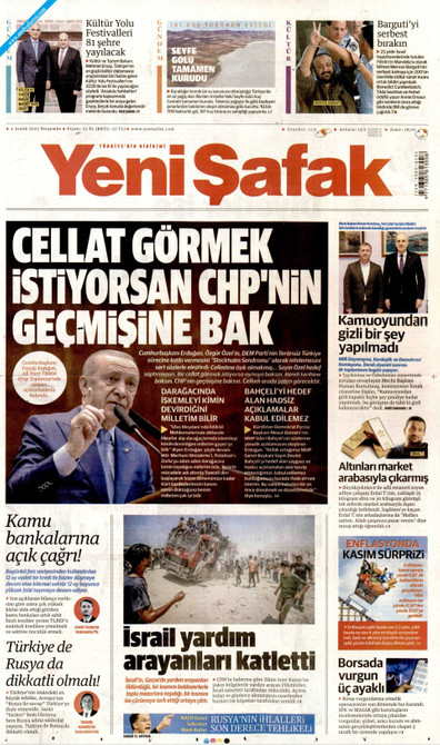 Yeni Şafak Gazetesi Manşeti
