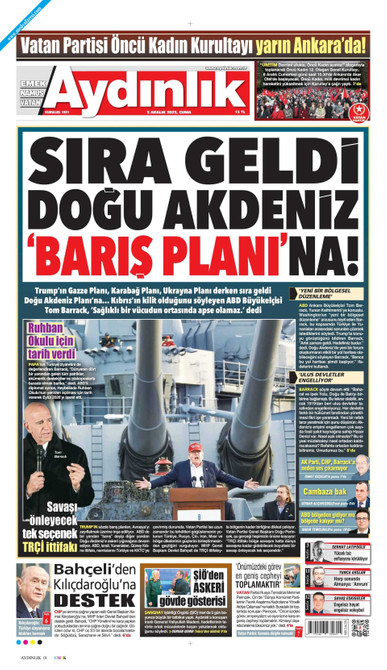 Aydınlık Gazetesi Gazetesi Manşeti