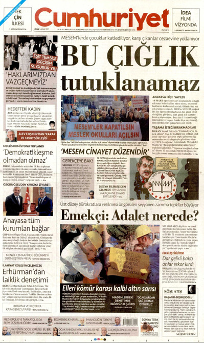 Cumhuriyet Gazetesi Manşeti