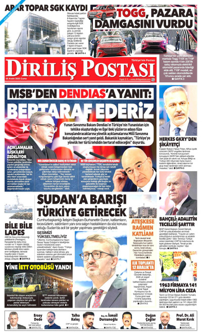 Diriliş Postası Gazetesi Manşeti