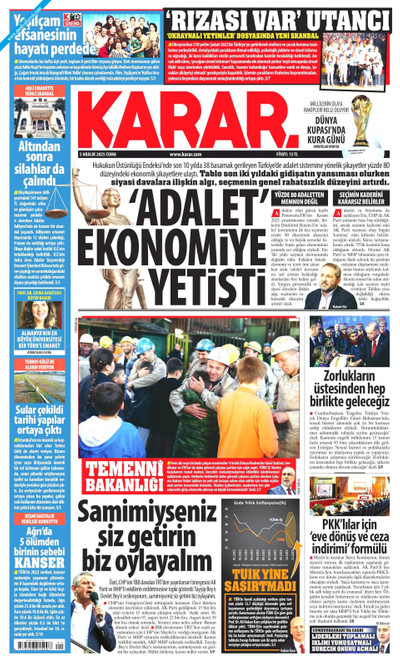 Karar Gazetesi Manşeti