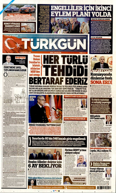 Türkgün Gazetesi Manşeti